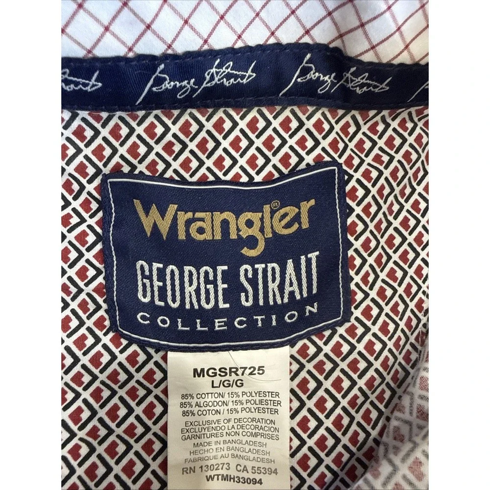 George Strait Wrangler Shirt Men's L Red Geometric Short Sleeve Western Cowboy